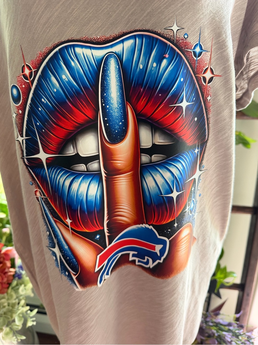 Buffalo Bills Blue, Red and White Lip Shh Pop Art Print